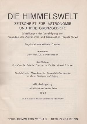 Die Himmelswelt. Zeitschrift für Astronomie und ihre Grenzgebiete. Mitteilungen der Vereinigung v...