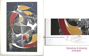 Peace (SIGNED by Hans Erni: WFUNA. Limited Ed. Print & with original small drawing )