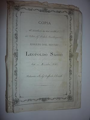 Documento "COPIA DELL'INVENTARIO DEI BENI EREDITATI DEL NOTAIO Fu MICHELE BEVILACQUA Rogato dal N...