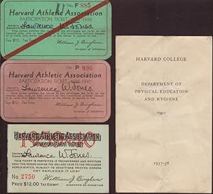 Two Harvard Athletic Association Participation Tickets 1937-8, 1939-40, One Contribution Ticket a...