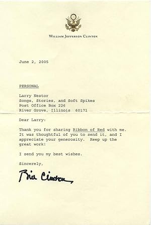 Typed letter signed by William Jefferson Clinton (Bill Clinton).