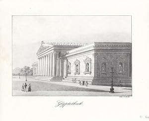München. Ansicht der Glyptotek. Lithographie von C. Studer um 1840. Reine Bildgröße : 13,3 x 19,5...