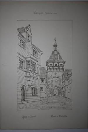 Bietigheim / Württemberg - " Turm in Bietigheim. Haus in Lindau ". Komposition von 2 verschiedene...