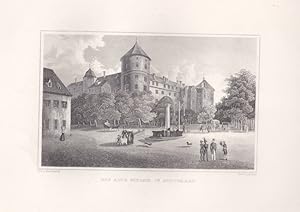 Stuttgart - " Das alte Schloss zu Stuttgart ". Stahlstich von Emden nach Schönfeld um 1860. Reine...
