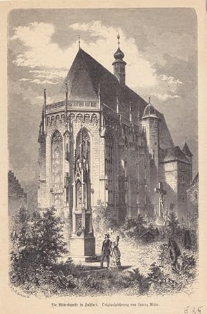 Haßfurt. Ansicht der Ritterkapelle. Holzstich nach Lorenz Ritter um 1870. Reine Bildgröße : 23 x ...