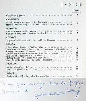 Revista ÁRBOL DE FUEGO : Poesía. No.4 May 1968 : Jorge Carrera Andrade: Invocación a Góngora ; Co...