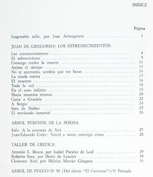 Revista ÁRBOL DE FUEGO : Poesía. No.62 May 1973 : Juan de Gregorio: 14 poemas
