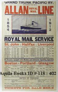 Original Poster : Grand Trunk Pacific Railway / Allan Royal Mail Line. 1854 - 1912. Circa 1912