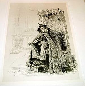 Très belle gravure "Le Donneur d'eau-benite, 1878"