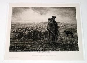 Très belle gravure, "Bergère ramenant son troupeau d'après J.F. MILLET" ".
