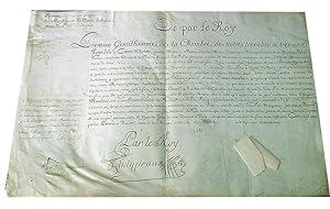 Retenue d'Ecuyer de quartier manuscrit signé "Louis" (secrétaire), contresigné Philippeaux, fait ...