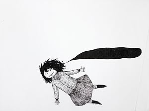 Sans titre [Fille volante / Flying girl] [dessin original signé / original drawing, signed]
