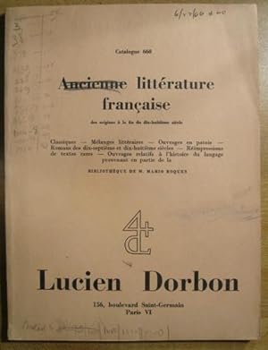 Ancienne litterature francaise: Catalogue 660