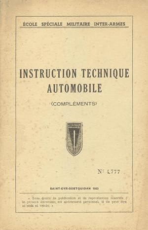 INSTRUCTION TECHNIQUE AUTOMOBILE. Compléments