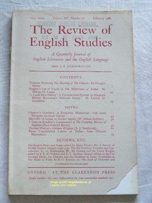 The Review of English Studies: New Series Vol.XX, No.77, February 1969: a Quarterly Journal of En...
