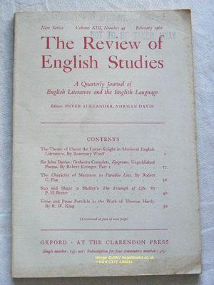 The Review of English Studies: New Series Vol.XIII, No.49, February 1962: a Quarterly Journal of ...