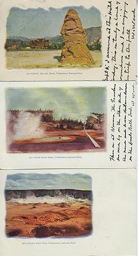 Eight Embossed Postcards With Scenes from Yellowstone National Park, Wyoming