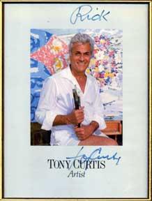 Autographed color publicity photograph of Tony Curtis, Artist.