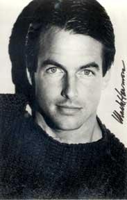 Autographed black and white publicity photograph of "Flamingo Road" hunk Mark Harmon.