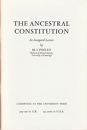 The Ancestral Constitution. An Inaugural Lecture.