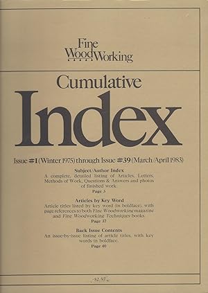 Fine Woodworking Cumulative Index Issue #1 Through Issue #39