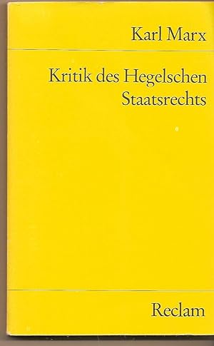 Kritik Des Hegelschen Staatsrechts