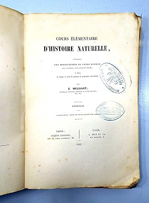 Cours Elémentaire d'Histoire Naturelle, contenant les applications de cette science. Zoologie. Cl...
