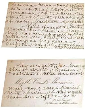 Carte de visite autographe de M. Mme Camille Flammarion. Ils expliquent qu'ils ont promis leur so...