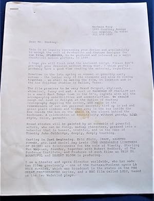 Original Typed And Signed Two-Page Letter (1988] From Barbara Karp to Artist David Hockney
