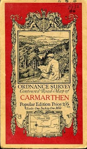 Ordnance Survey Contoured Road Map of Carmarthen : Sheet 89 : One-inch Popular Edition (cloth)