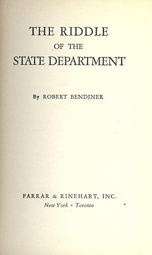 THE RIDDLE OF THE STATE DEPARTMENT