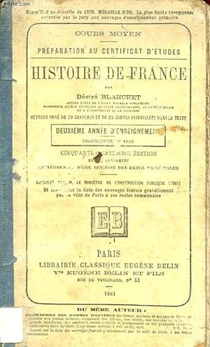 COURS MOYEN PREPARATION AU CERTIFICAT D ETUDES HISTOIRE DE FRANCE DEUXIEME ANNEE D ENSEIGNEMENT P...