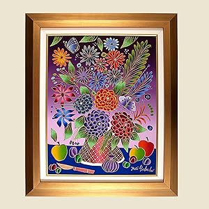 Still Life with Flowers and Blue Butterfly [ORIGINAL OIL PAINTING, FRAMED]