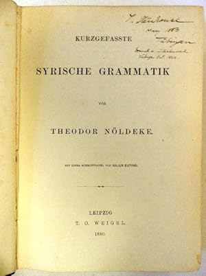 Kurzgefasste syrische Grammatik Mit einer Schrifttafel von Julius Euting.