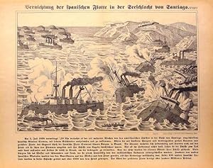 Anéantisment De La Flotte Espagnole, Bataille Navale De Santiago ( Cuba). Le 3 Juillet 1898