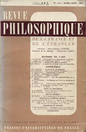 REVUE PHILOSOPHIQUE DE LA FRANCE ET DE L ETRANGER : HISTOIRE DE L ART - ESTHETIQUE - LA PART DE C...