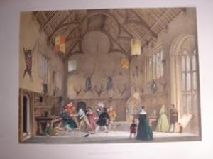 A Fine Original Hand Coloured Lithograph Illustration of The Hall (Interior), Athelhampton, Dorse...
