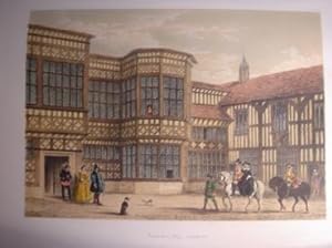 A Fine Original Hand Coloured Lithograph Illustration of Bramhall Hall in Cheshire from The Mansi...