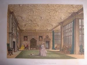 A Fine Original Hand Coloured Lithograph Illustration of The Drawing Room of Bramhall Hall in Che...