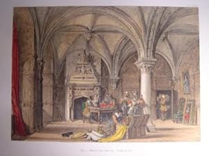 A Fine Original Hand Coloured Lithograph Illustration of The Hall, Bolsover Castle in Derbyshire ...