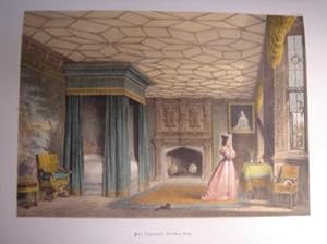 A Fine Original Hand Coloured Lithograph Illustration of The Bed Chamber, Knowle (Knole) in Kent ...
