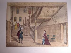 A Fine Original Hand Coloured Lithograph Illustration of The Principal Staircase, Hatfield in Her...