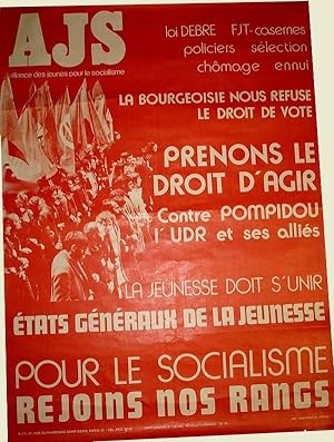 Affiche des années 70 de l'Alliance des jeunes pour le socialisme - AJS - La Bouregeoisie Nous Re...