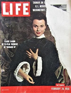 Life Magazine February 20, 1956 -- Cover: Claire Bloom