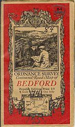 BEDFORD; Ordinance Survey Contoured Road Map of Popular Edition One Inch to One Mile