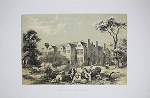 Fine Original Lithotint Illustration of Sawston Hall, Cambridgeshire By J. D. Harding. Published ...