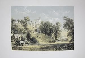 Fine Original Lithotint Illustration of Haddon Hall, Derbyshire. Published By Chapman and Hall an...