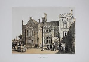 Fine Original Lithotint Illustration of Hinchinbrook House, Huntingdonshire By W. L. Walton. Publ...