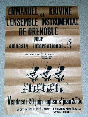 Affiche sur papier kraft - Emmanuel KRIVINE et l'Ensemble Instrumental de Grenoble pour Amnesty I...