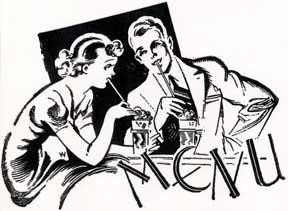 Menu. [Young Couple at a Soda Fountain].